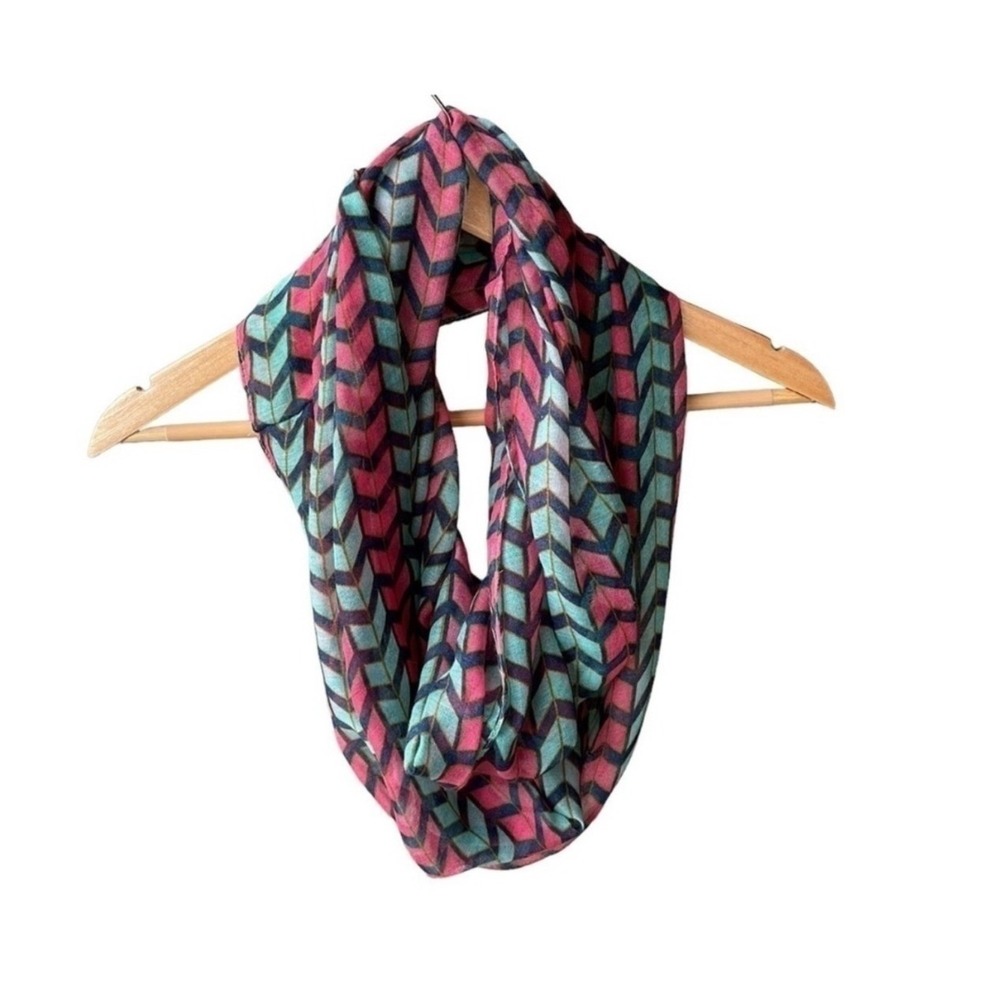 Pick Your Plum Scarf Infinity Wrap Pink Teal Navy Chevron Geometric Accessory